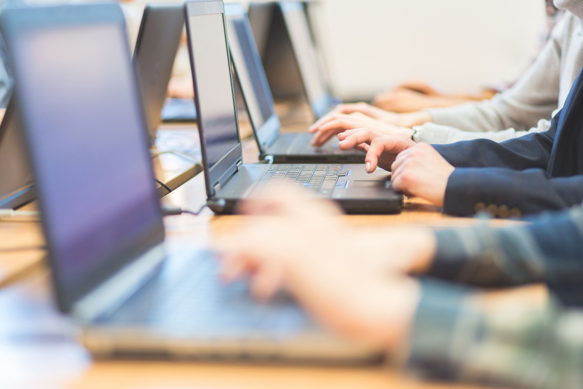 Students learning computer programming